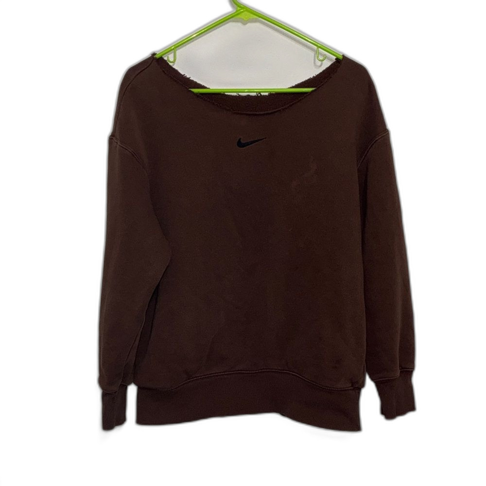 Nike Women’s Brown Cut‑Neck Crewneck Sweatshirt – Size L